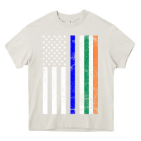 Cream irish american flag thin blue line police st. patrick's day long sleev Heavy Core Tee - linhVisuals