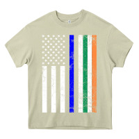 Mossy irish american flag thin blue line police st. patrick's day long sleev Heavy Core Tee - linhVisuals
