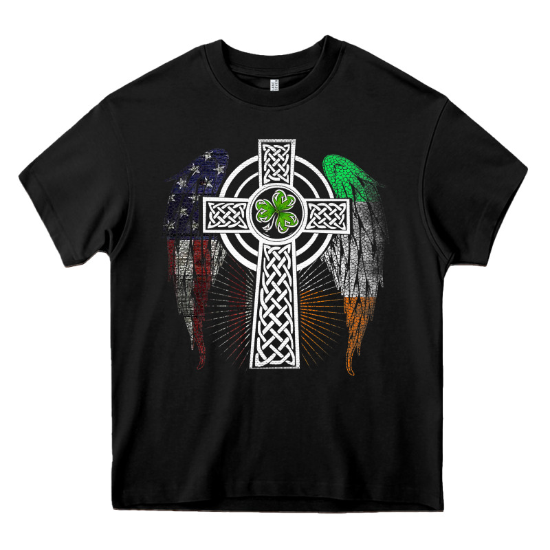Irish American Usa Flag Celtic Cross St Patrick's Day Premium T Shirt Heavy Core Tee by linhVisuals | Teevron