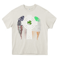 Cream irish american usa flag celtic cross st patrick's day premium t shirt Heavy Core Tee - linhVisuals