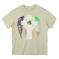 Mossy irish american usa flag celtic cross st patrick's day premium t shirt Heavy Core Tee - linhVisuals