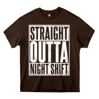 Chocolate Brown straight outta night shift Heavy Core Tee - linhVisuals