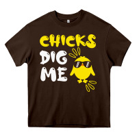Chocolate Brown chicks dig me Heavy Core Tee - linhVisuals