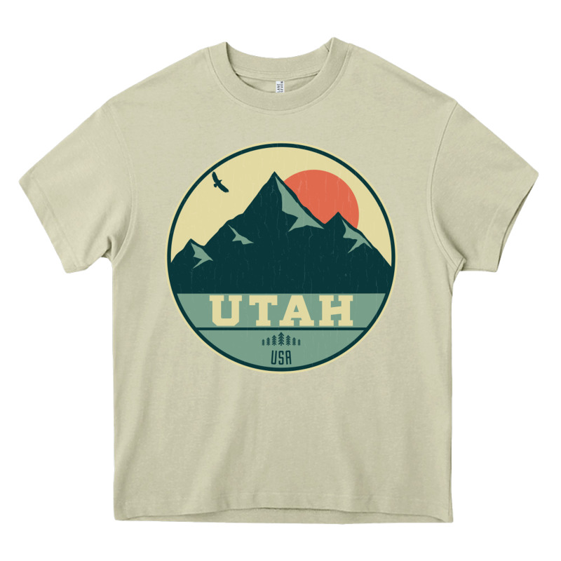 Utah Retro Mountain Badge Heavy Core Tee by linhVisuals | Teevron