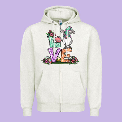 Easter Gnome Easter Bunny Gnome Zipper Hoodie Designed By Jasminsmagicworld