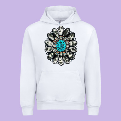 Cowhide Aztec Gemstone Urban Hoodie Designed By Ranaportraitstore