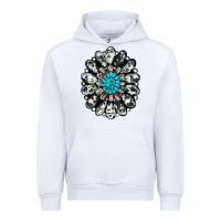 White cowhide aztec gemstone Urban Hoodie - RanaPortraitStore