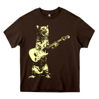 Chocolate Brown cat playing guitar Heavy Core Tee - linhVisuals