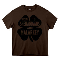 Chocolate Brown prone to shenanigans and malarkey Heavy Core Tee - linhVisuals