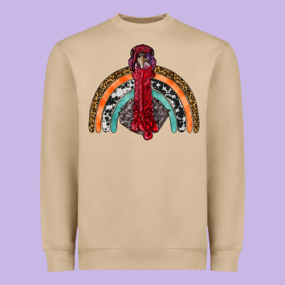 Thanksgiving Turkey Rainbow Heavyweight Sweatshirt Designed By Ranaportraitstore