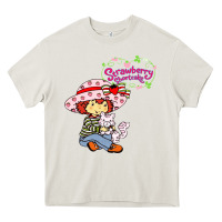 Cream strawberry shortcake and cat Heavy Core Tee - linhVisuals