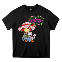 Black strawberry shortcake and cat Heavy Core Tee - linhVisuals