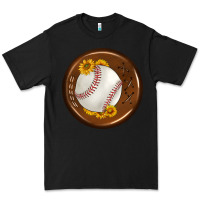 Black baseball with sunflower round earrings Premium Tee - BundleAndBundleShop