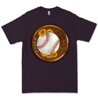 Plum baseball with sunflower round earrings Premium Tee - BundleAndBundleShop