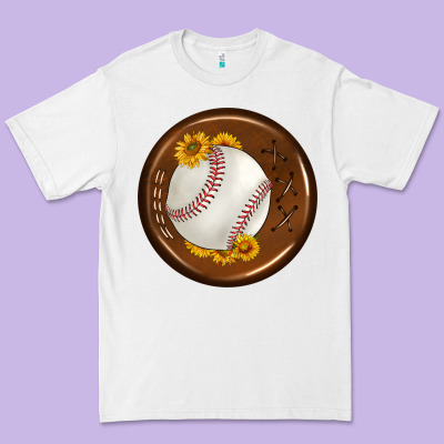 Baseball With Sunflower Round Earrings Premium Tee Designed By Bundleandbundleshop