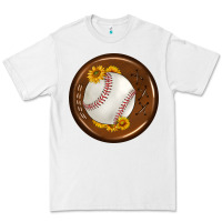 White baseball with sunflower round earrings Premium Tee - BundleAndBundleShop