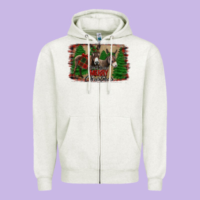Donkey Christmas Zipper Hoodie Designed By Jasminsmagicworld