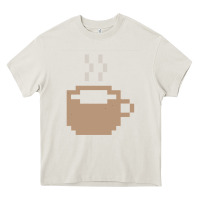 Cream pixel coffee Heavy Core Tee - linhVisuals