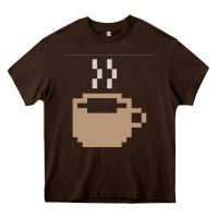 Chocolate Brown pixel coffee Heavy Core Tee - linhVisuals