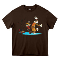 Chocolate Brown calvin music Heavy Core Tee - linhVisuals