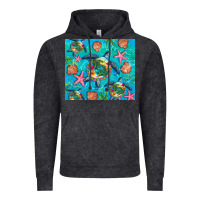Vintage Black Turtle summer seashells starfish seaweed Vintage Hoodie - Artiststas