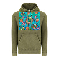 Vintage Olive Turtle summer seashells starfish seaweed Vintage Hoodie - Artiststas