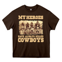 Chocolate Brown my heroes have always killed cowboys retro Heavy Core Tee - linhVisuals