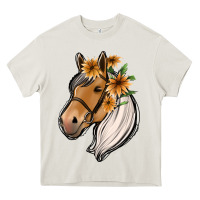 Cream floral horse Heavy Core Tee - Jasminsmagicworld