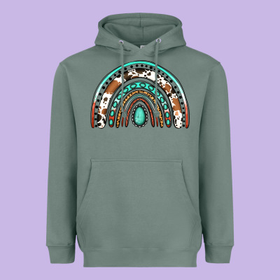 Western Rainbow Heavyweight Hoodie Designed By Jasminsmagicworld