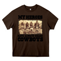 Chocolate Brown my heroes have always killed cowboys retro Heavy Core Tee - linhVisuals