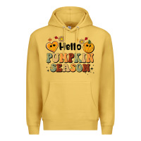 Antique Gold hello pumpkin season Premium Hoodie - BarkalooDesign