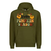 Army Green hello pumpkin season Premium Hoodie - BarkalooDesign