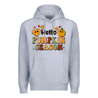 Heather Grey hello pumpkin season Premium Hoodie - BarkalooDesign
