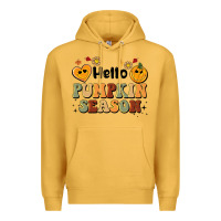 Mustard hello pumpkin season Premium Hoodie - BarkalooDesign