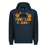 Navy hello pumpkin season Premium Hoodie - BarkalooDesign