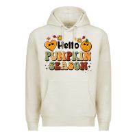 Oatmeal Heather hello pumpkin season Premium Hoodie - BarkalooDesign