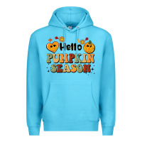 Ocean Blue hello pumpkin season Premium Hoodie - BarkalooDesign