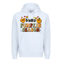 White hello pumpkin season Premium Hoodie - BarkalooDesign