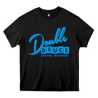 Black double deuce bar Heavy Core Tee - linhVisuals
