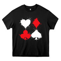 Black playing cards poker heart spade club Heavy Core Tee - linhVisuals
