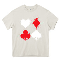 Cream playing cards poker heart spade club Heavy Core Tee - linhVisuals