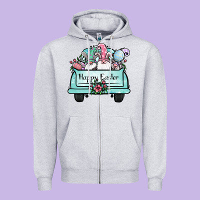 Easter Gnomes Truck Zipper Hoodie Designed By Jasminsmagicworld