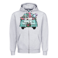 Heather Grey easter gnomes truck Zipper Hoodie - Jasminsmagicworld
