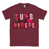 Burgundy Hugs and kisses Valentine's Day Classic Tee - FaDigitalArtStudio