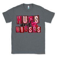 Charcoal Heather Hugs and kisses Valentine's Day Classic Tee - FaDigitalArtStudio