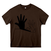 Chocolate Brown rabbit hand shadow Heavy Core Tee - linhVisuals