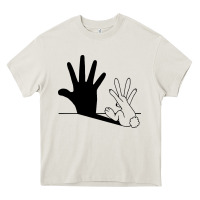 Cream rabbit hand shadow Heavy Core Tee - linhVisuals