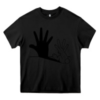 Black rabbit hand shadow Heavy Core Tee - linhVisuals