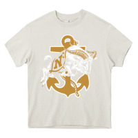 Cream navy midshipmen Heavy Core Tee - linhVisuals