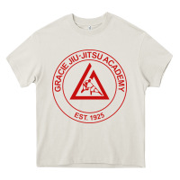 Cream gracie jiu jitsu academy Heavy Core Tee - linhVisuals